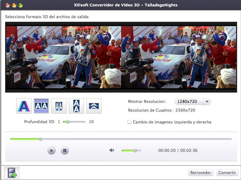 Xilisoft Convertidor de Video 3D para Mac - Screenshot