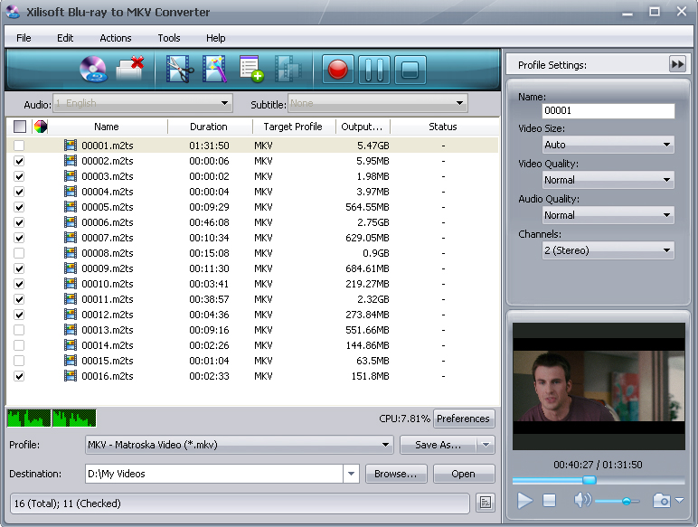 Xilisoft Convertidor de Blu-ray a MKV - Screenshot