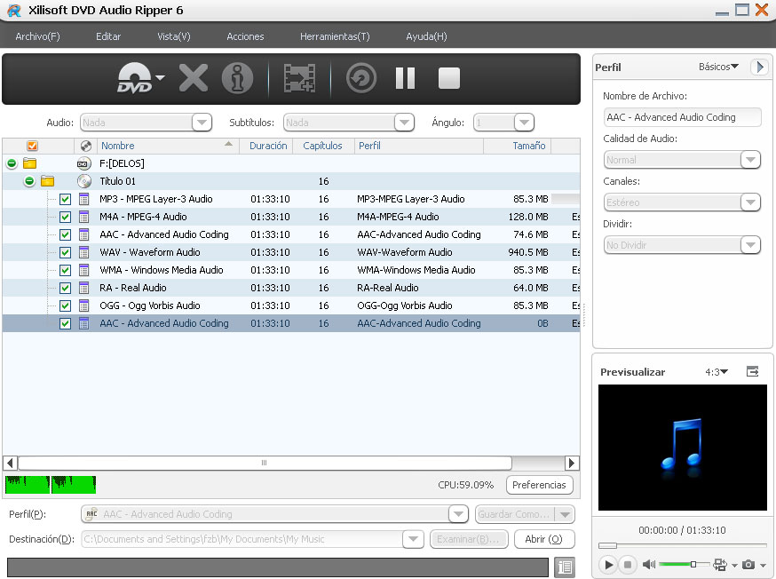 DVD Audio Ripper - Screenshot