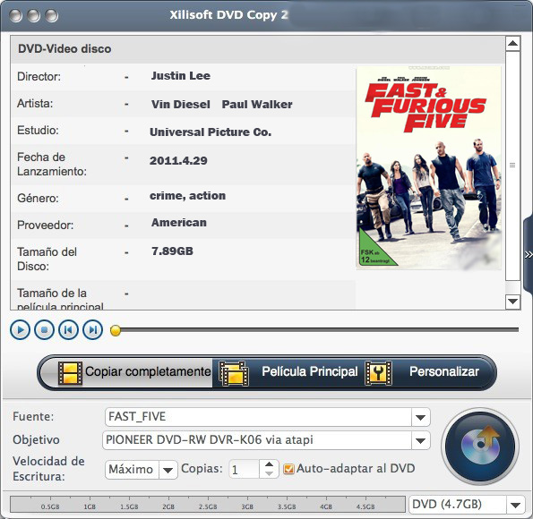 Xilisoft Copiar DVD para Mac - Screenshot