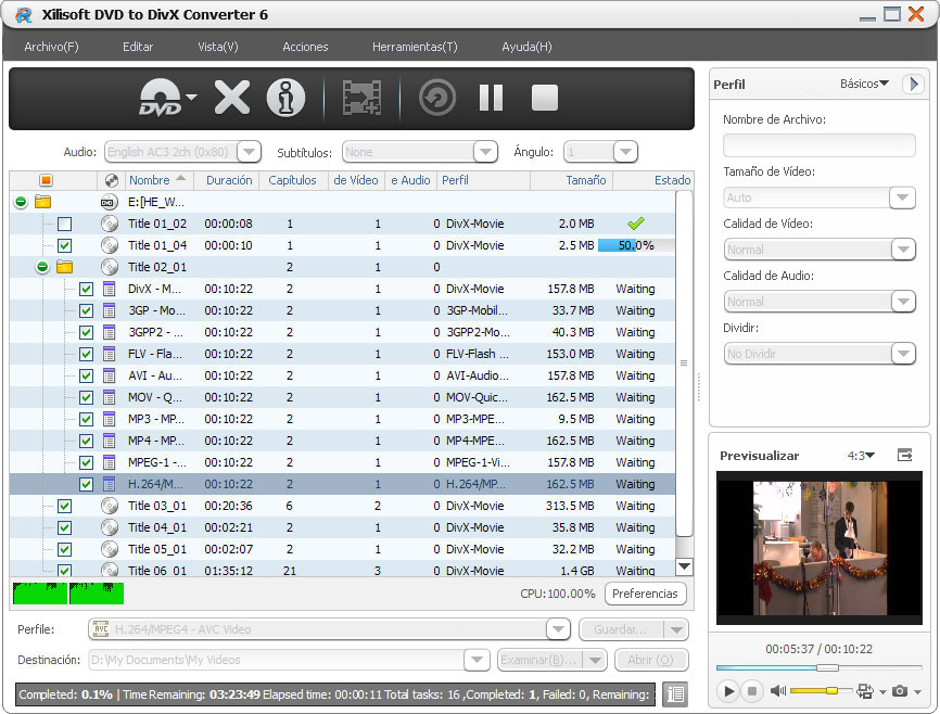DVD a DivX Convertidor - Screenshot