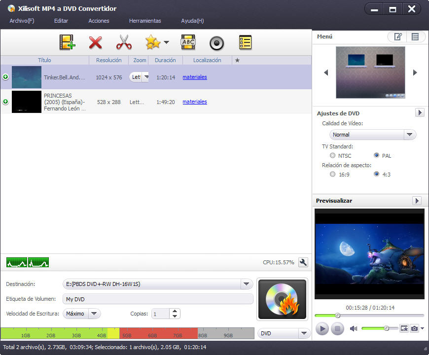 Xilisoft MP4 a DVD Convertidor - Screenshot