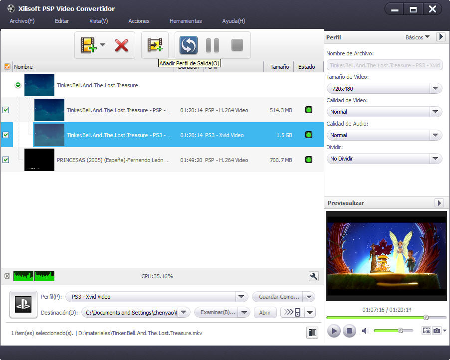 Xilisoft PSP Video Convertidor 6 - Screenshot