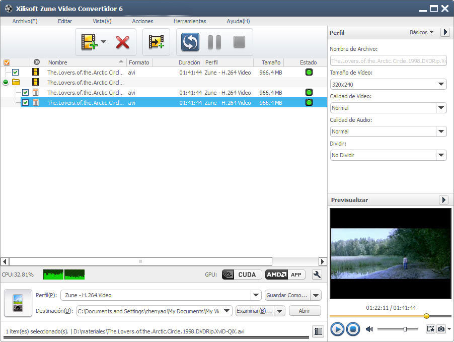 Xilisoft Zune Video Convertidor 6 - Screenshot